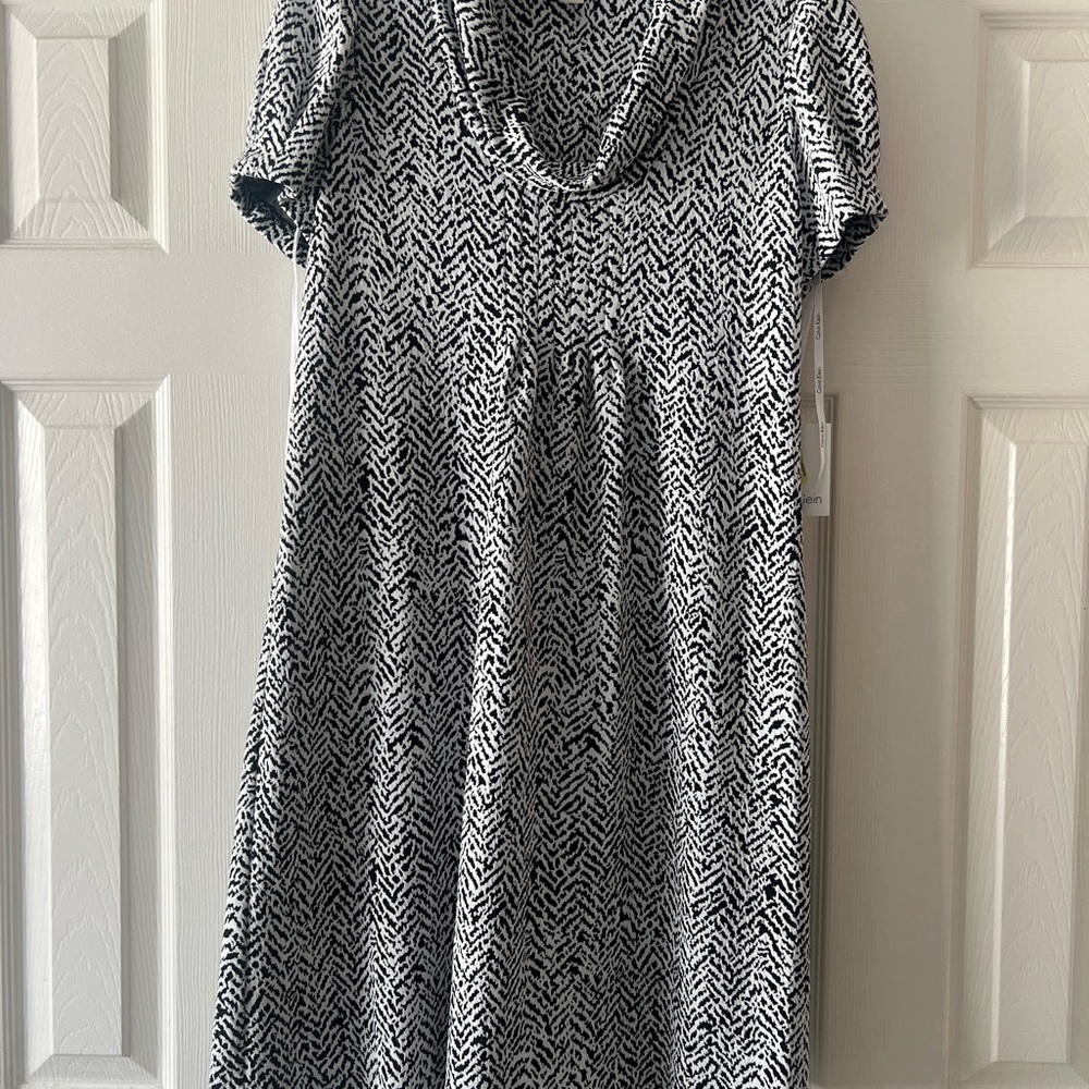 Calvin Klein Black and White Midi Dress